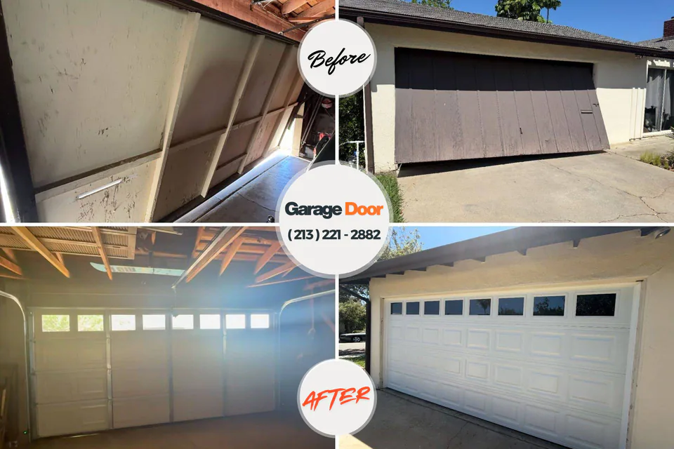 Before and after: garage door repair Eastwood, LA